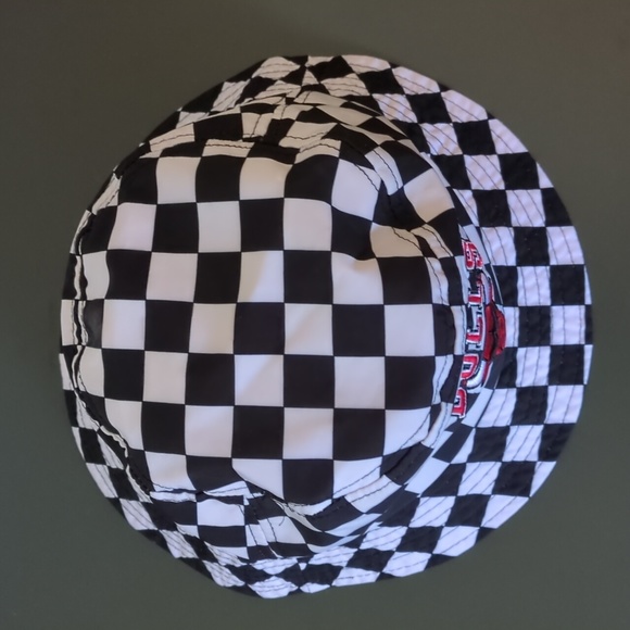 NBA Chicago BULLS Ultra Game Bucket Hat Black White Checkered Adult Logo Cap - Picture 2 of 5